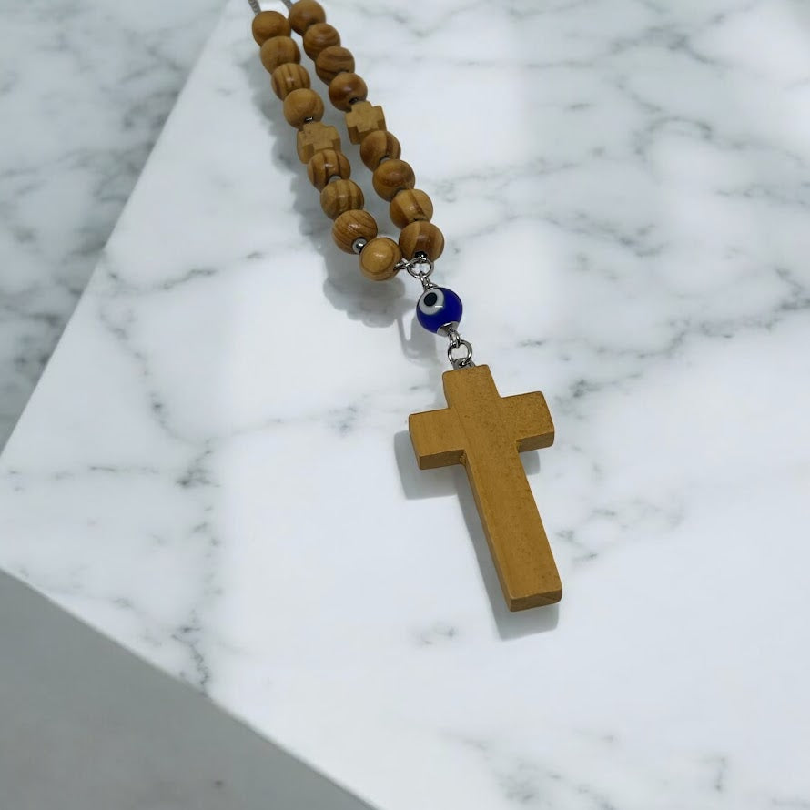 Bijou de Retroviseur Croix en Bois