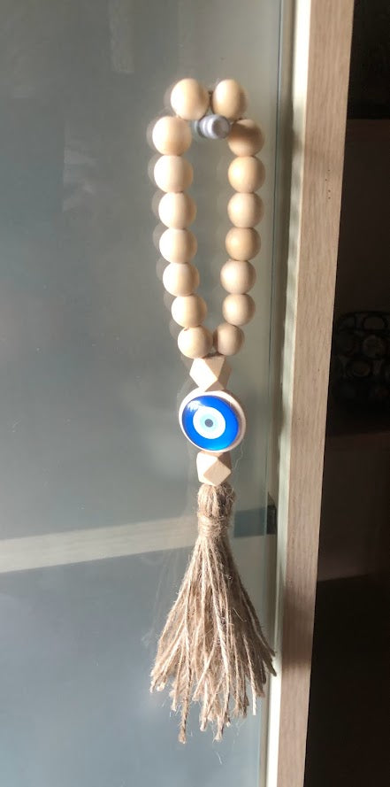 Wooden Evil Eye Wall Hanging - Greek Gift, House Protection