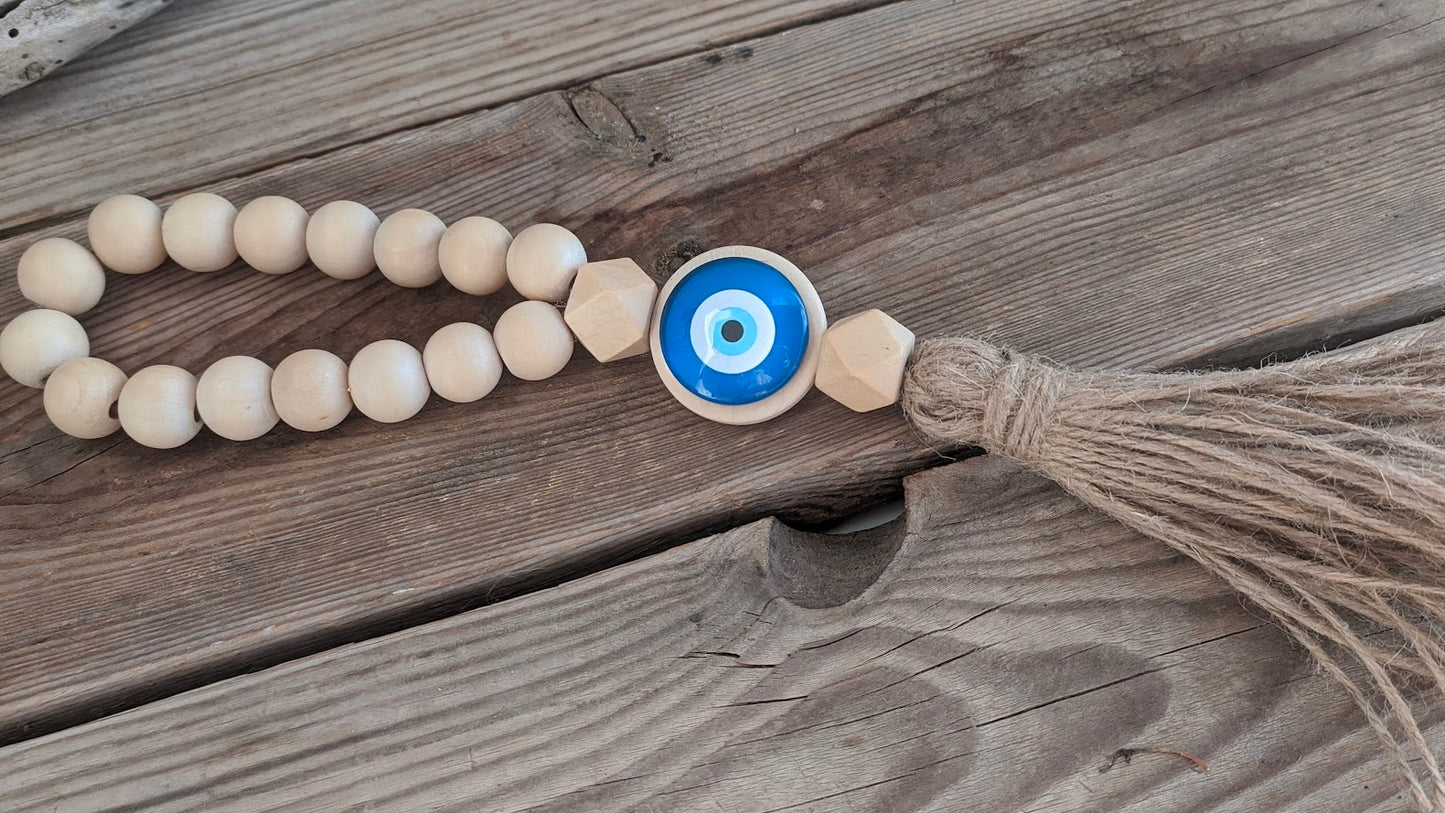 Suspension Murale Oeil Bleu en Bois