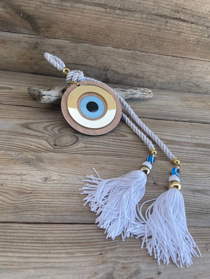 Wooden Evil Eye Wall Hanging - House Blessing - Housewarming Gift