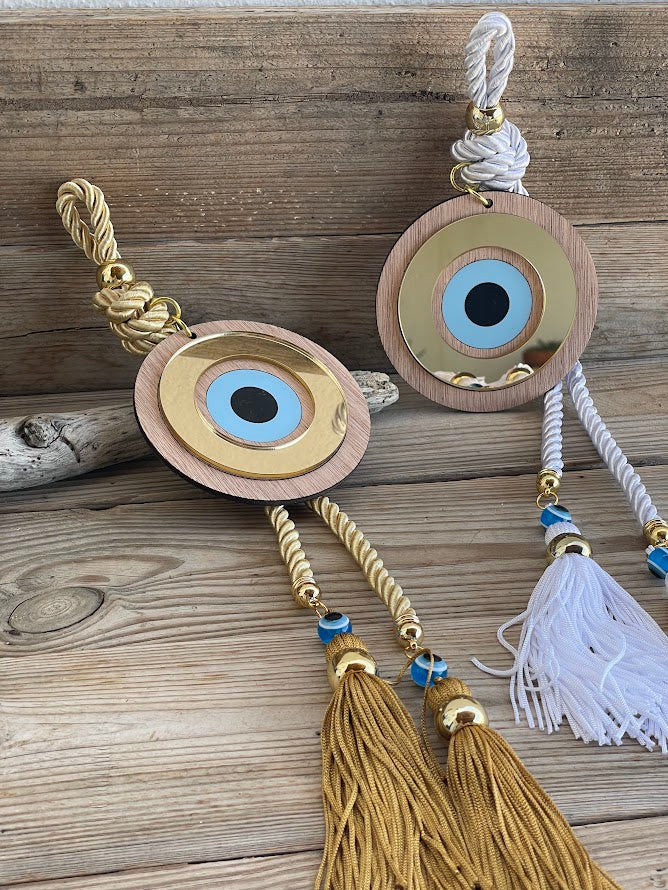 Wooden Evil Eye Wall Hanging - House Blessing - Housewarming Gift