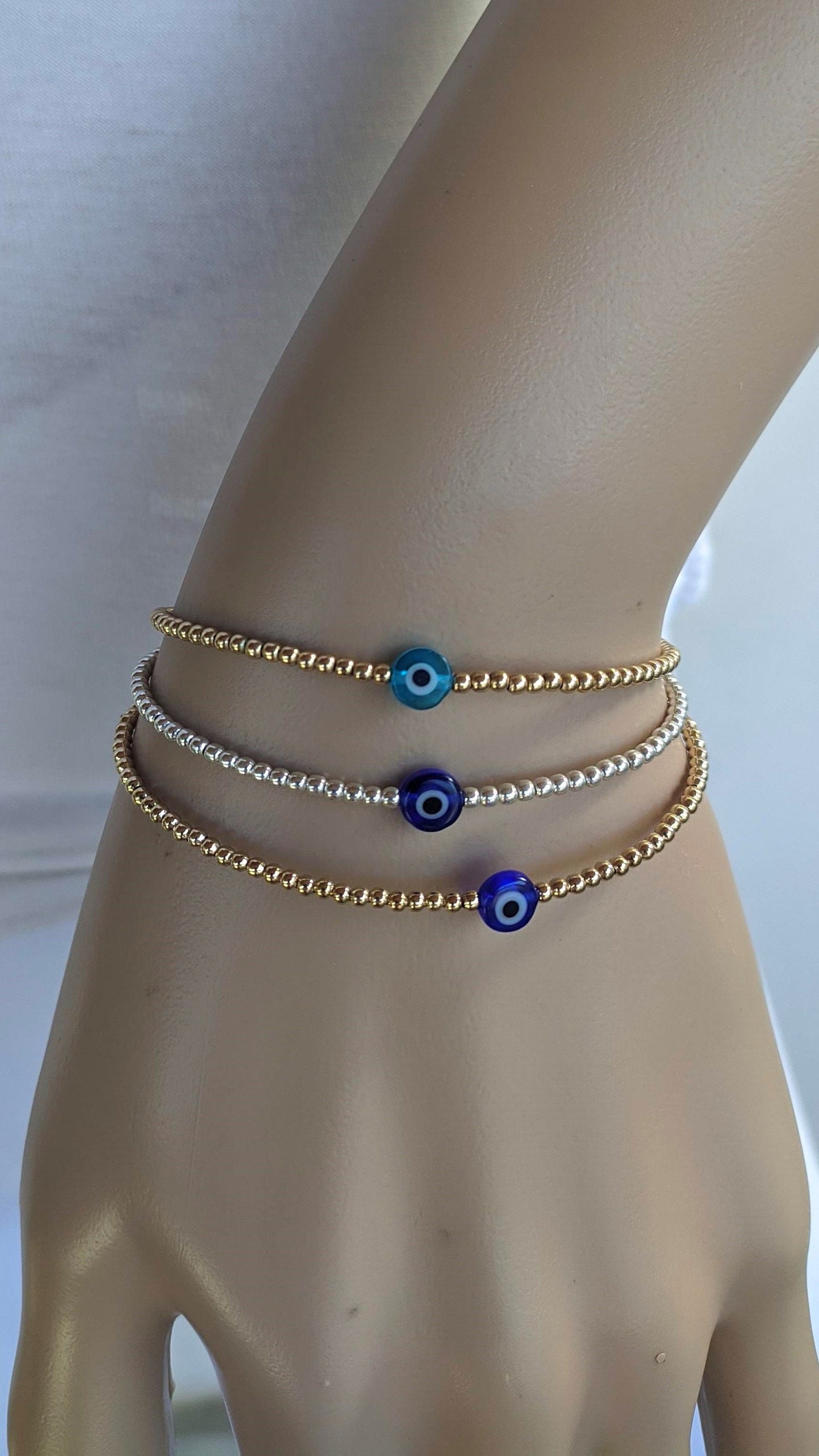 Bracelet Oeil Bleu - Protection des Femmes - Argent