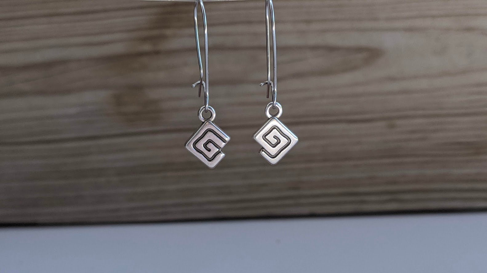 Silver Greek Key Earrings Greek jewelry Ethnic Earrings Gift for