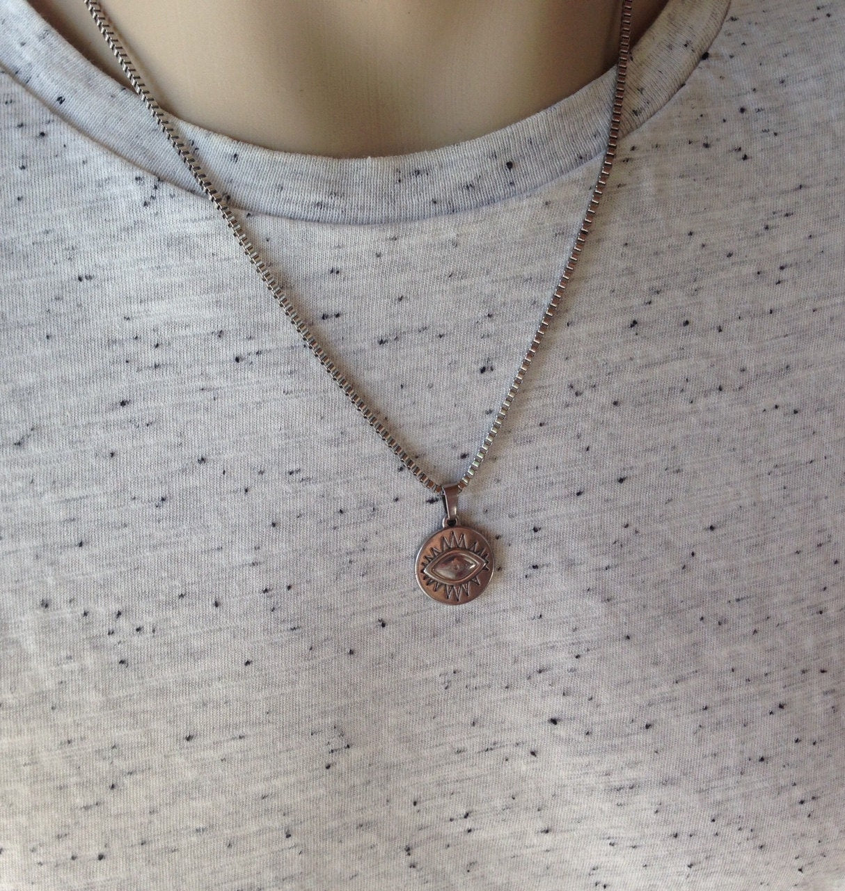 Collier Homme Oeil en Acier Inoxydable