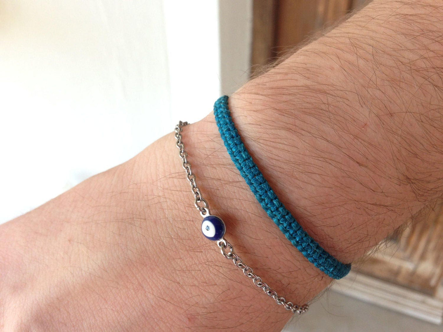 Stainless Steel Evil Eye Bracelet – Greek Protection Jewelry for Men & Women