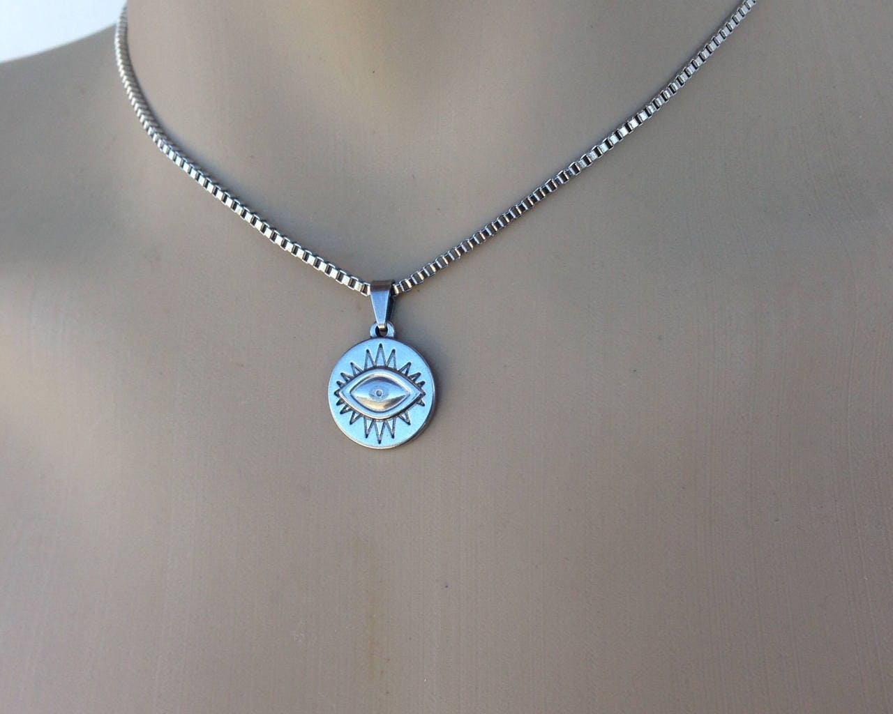 Collier Homme Oeil en Acier Inoxydable