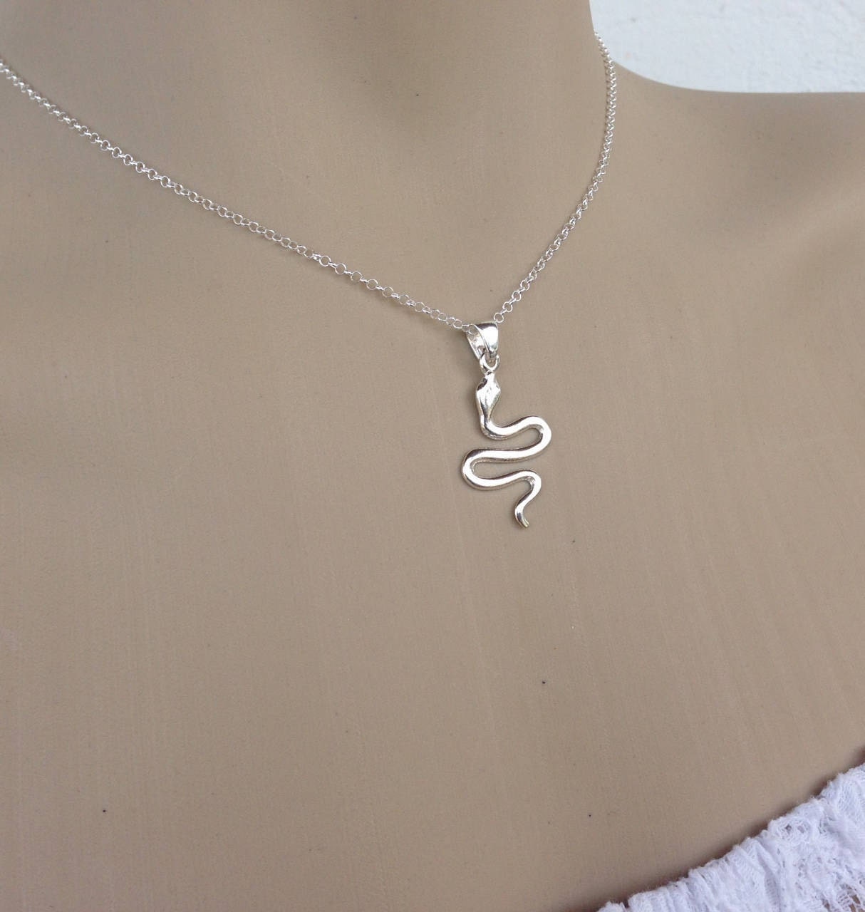Collier serpent en argent 925 - Pendentif Serpent