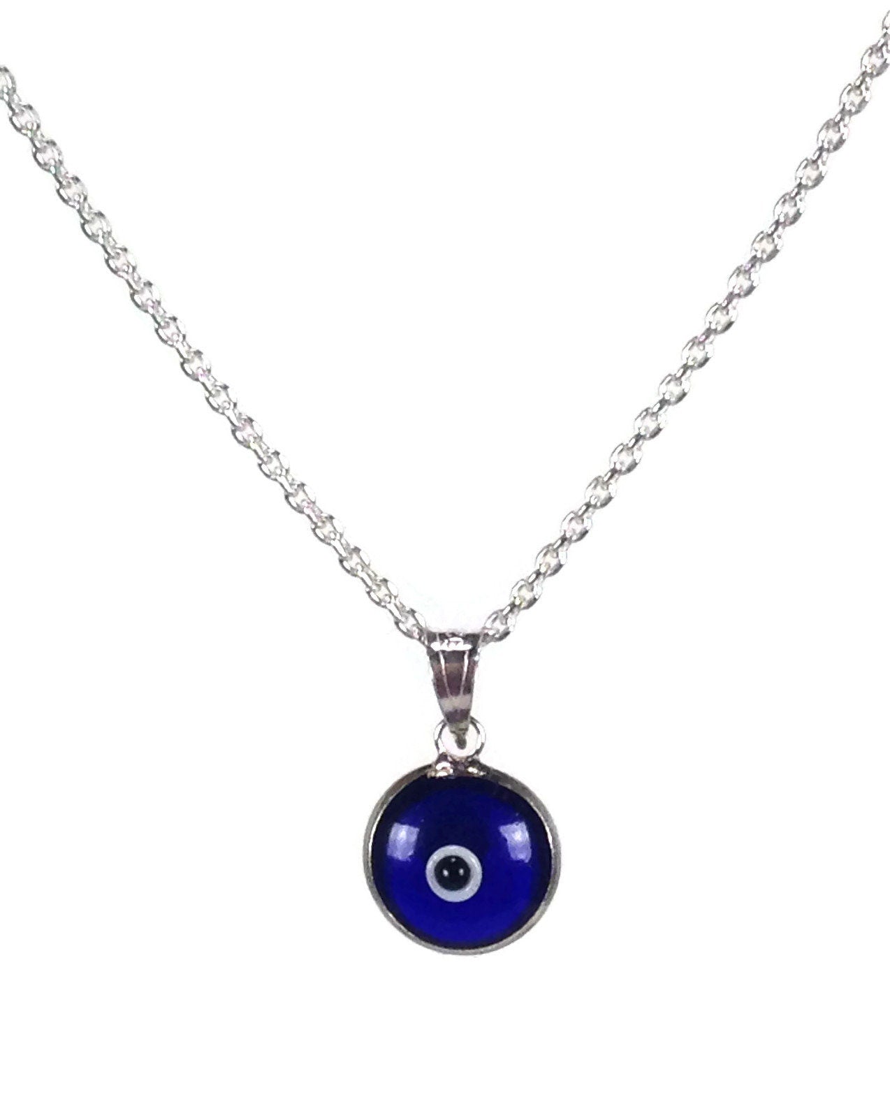 Collier Argent Oeil Bleu Couleurs au Choix