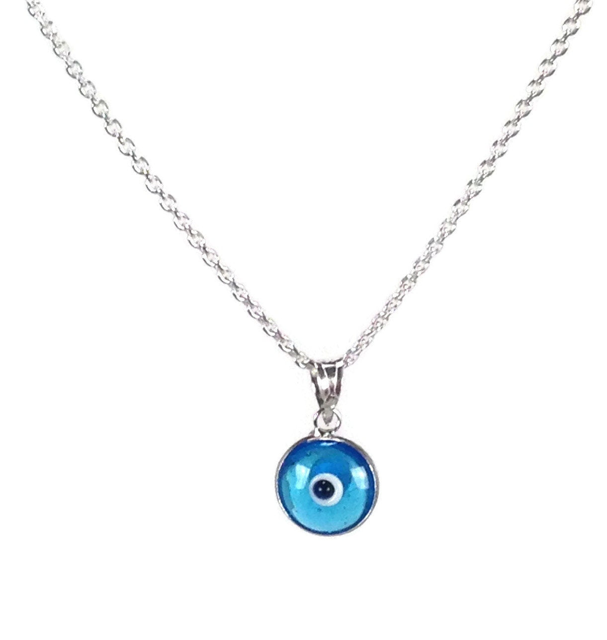 Collier Argent Oeil Bleu Couleurs au Choix