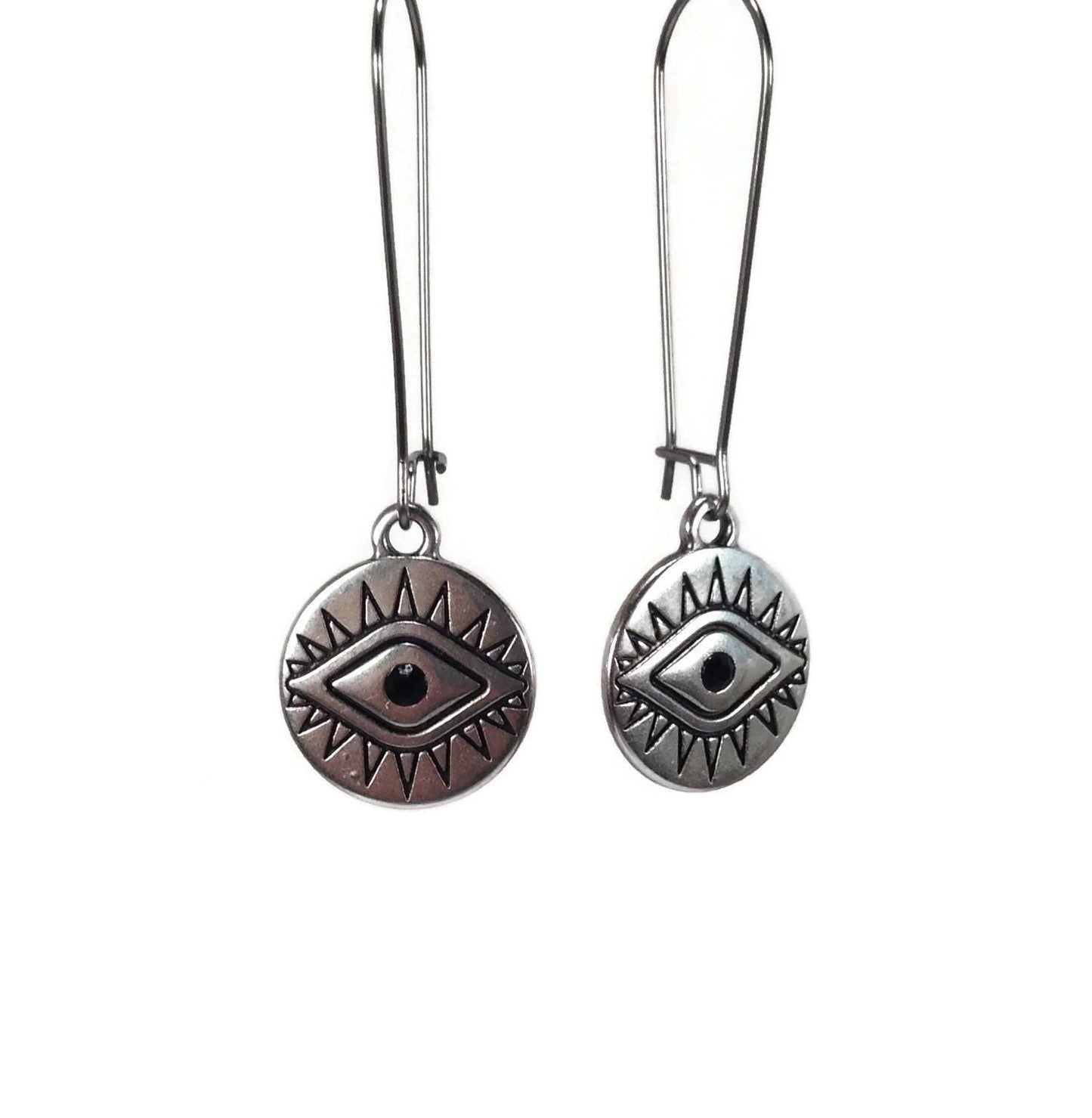 Evil Eye Dangle Earrings - Stainless Steel Earrings - Made in Greece