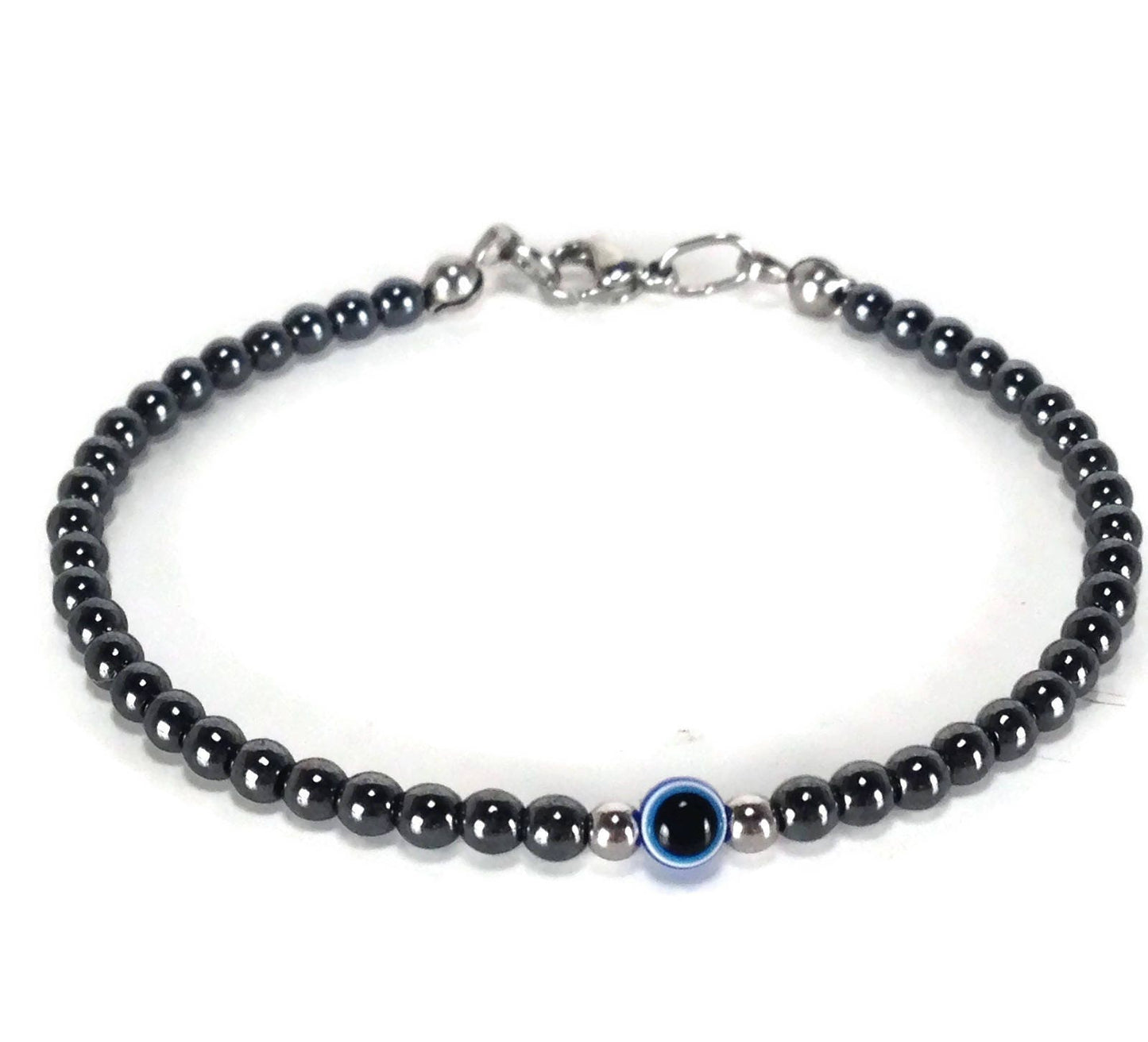 Bracelet Hématite Oeil Bleu - Bijoux de protection en acier inoxydable