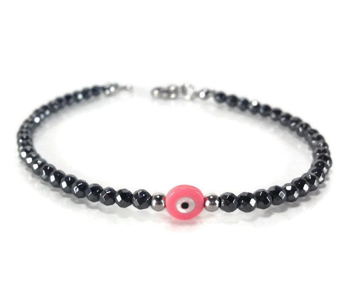 Bracelet hématite Oeil Rose- Cadeau pour elle