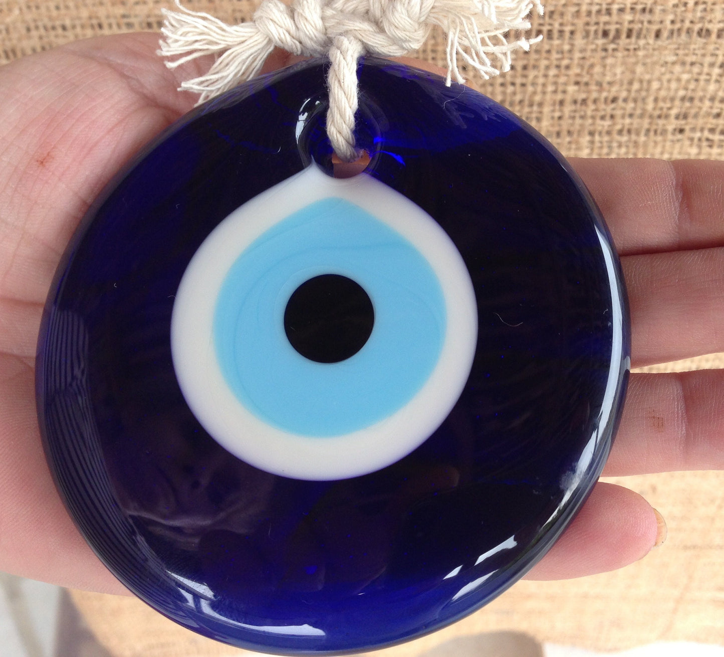 Oeil Bleu en Verre - Suspension Murale