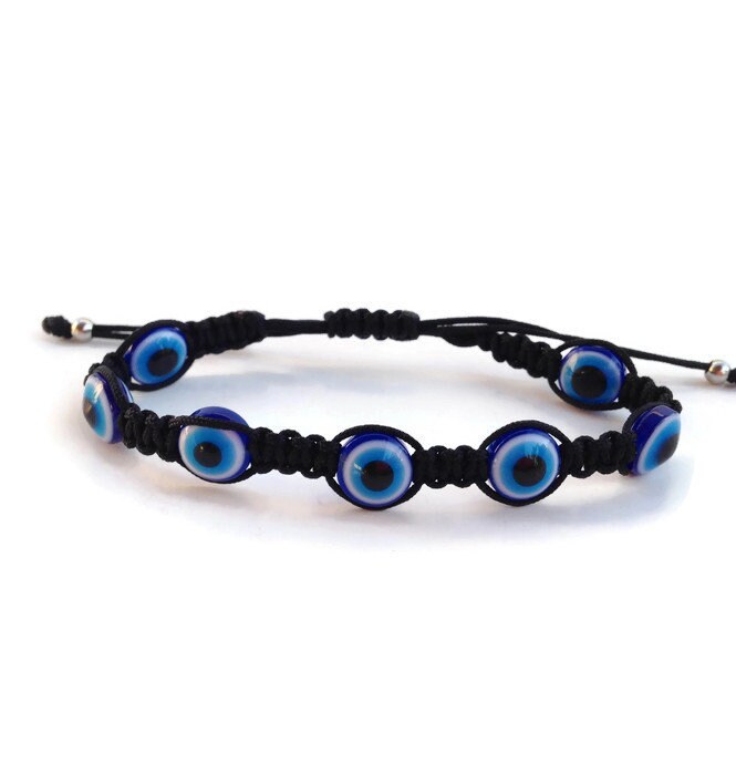 Bracelet Oeil Bleu Macramé - Cadeau pour Homme - Bijou Grec