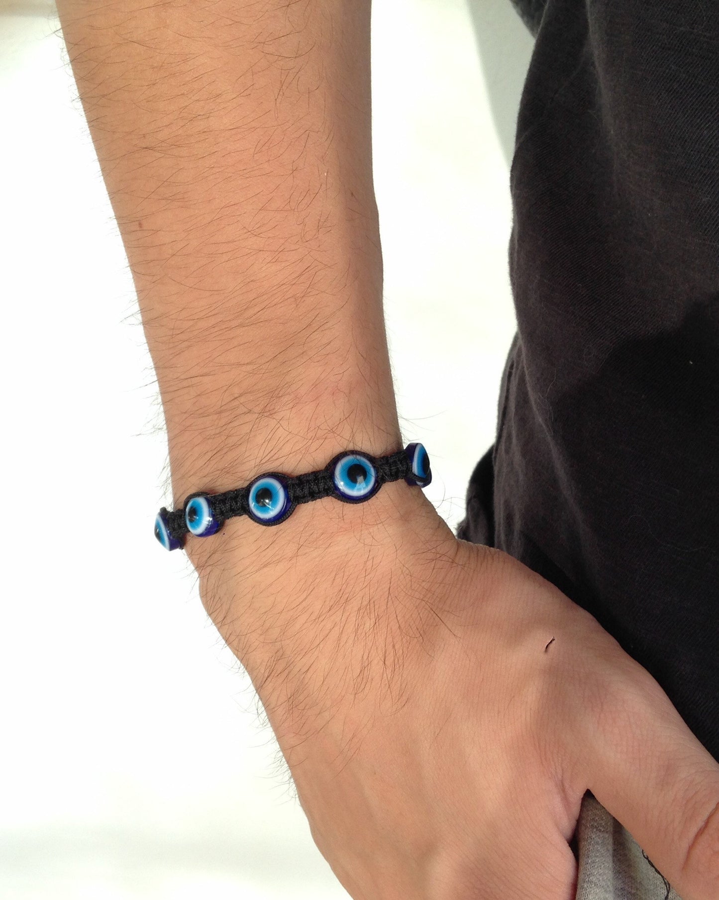 Bracelet Oeil Bleu Macramé - Cadeau pour Homme - Bijou Grec