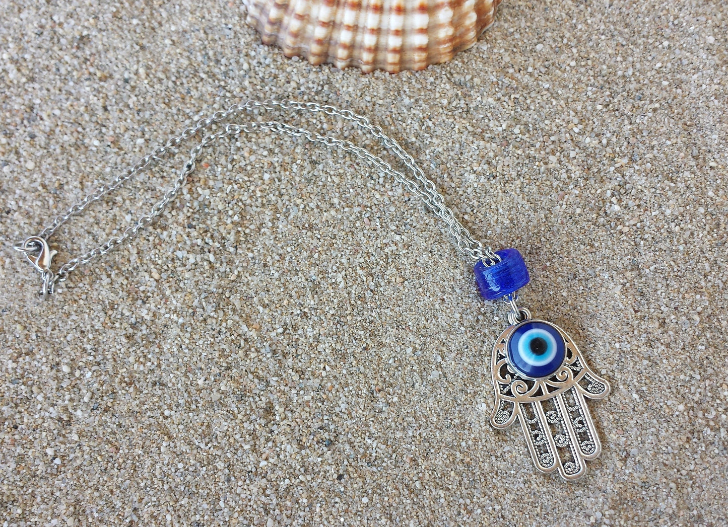 Evil Eye Hamsa Hand Rearview Mirror - Car charm - Greek gift