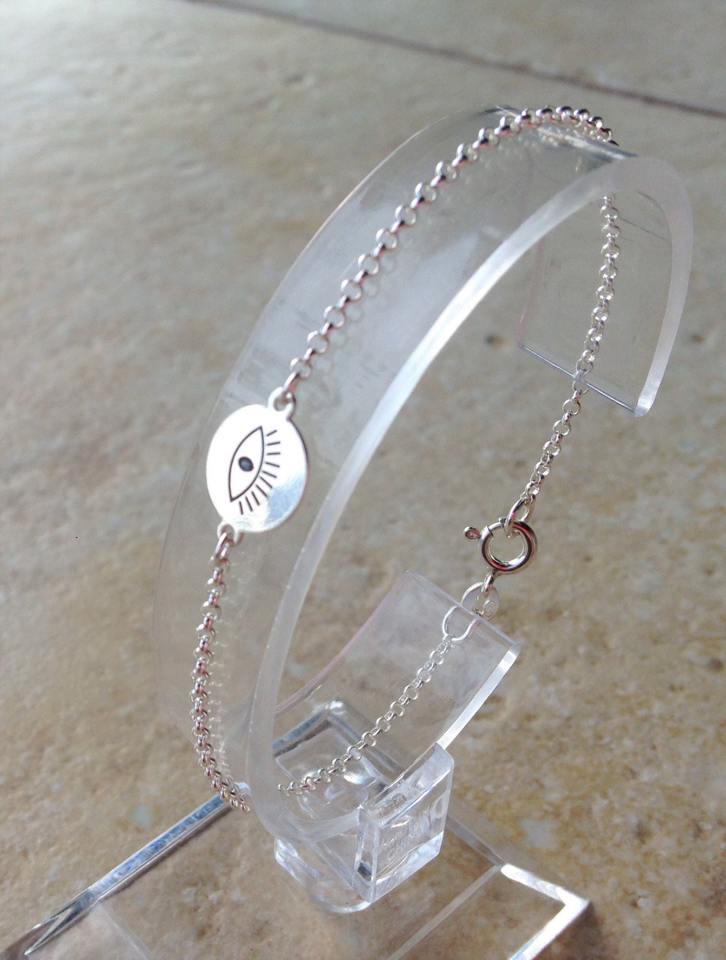 Evil Eye Disc Bracelet in Sterling Silver - Trendy Jewelry for Her