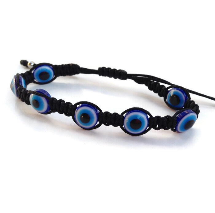 Bracelet Oeil Bleu Macramé - Cadeau pour Homme - Bijou Grec