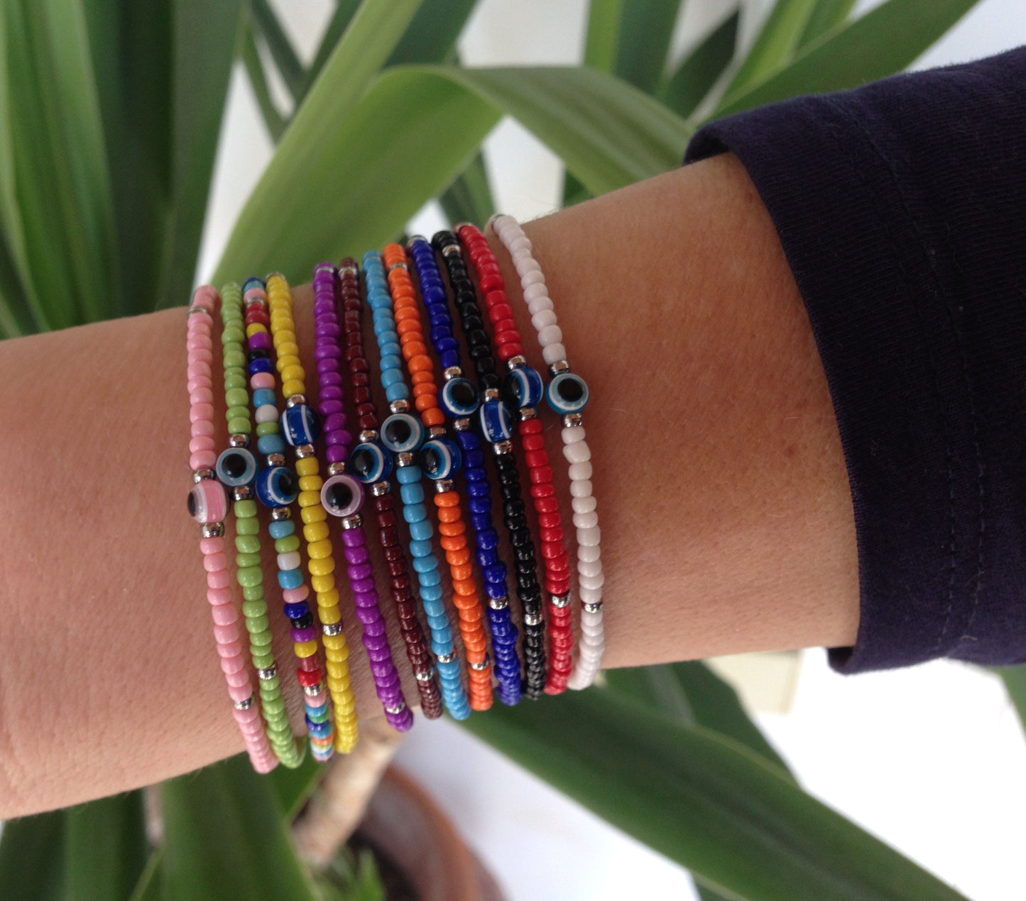 Evil Eye Beaded Bracelet - Tiny Evil Eye Bracelet - Gift for Her