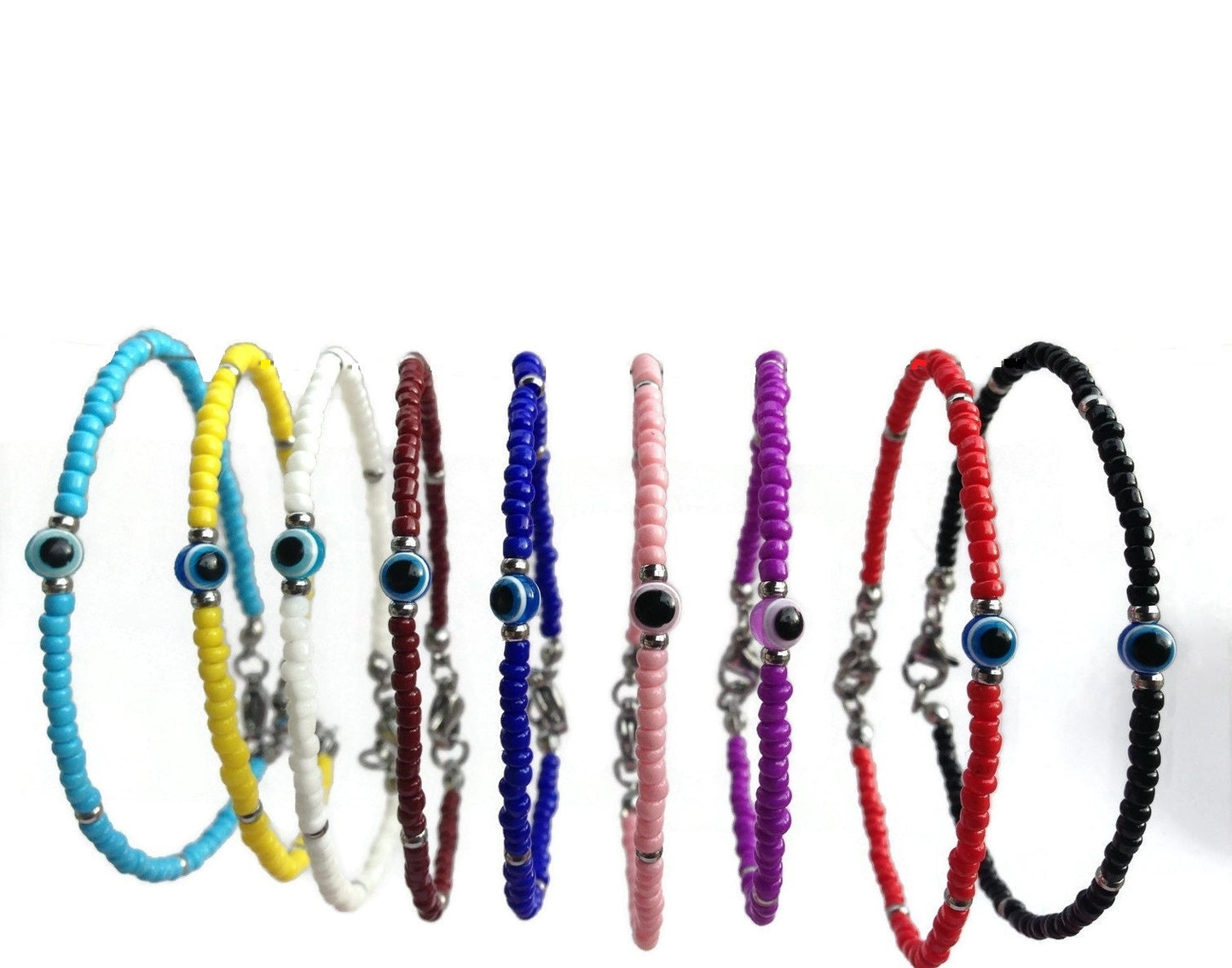 Evil Eye Beaded Bracelet - Tiny Evil Eye Bracelet - Gift for Her
