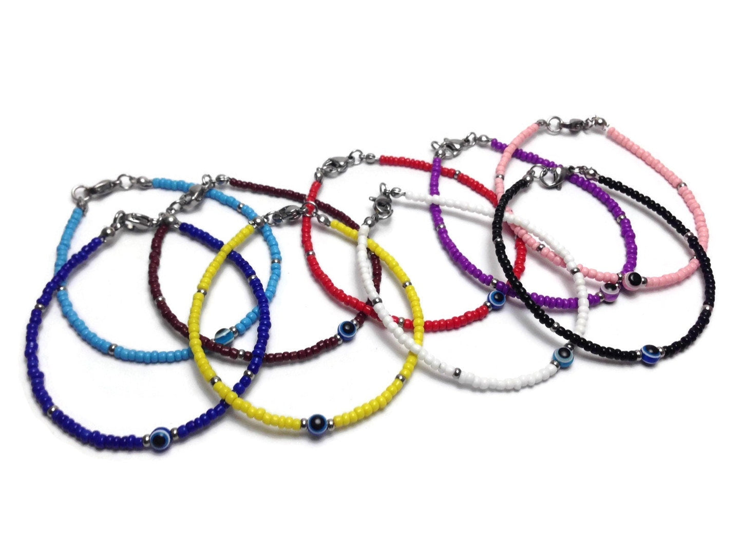 Evil Eye Beaded Bracelet - Tiny Evil Eye Bracelet - Gift for Her