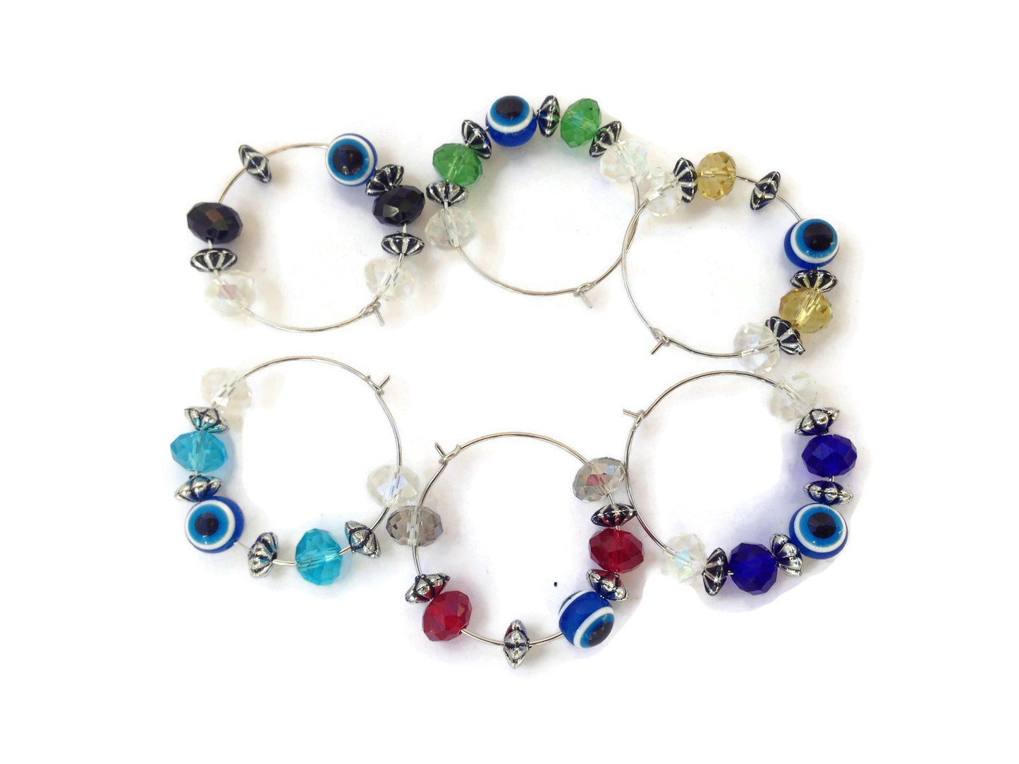 Evil Eye Party Glass Charms - Set of 6 - Table Decoration