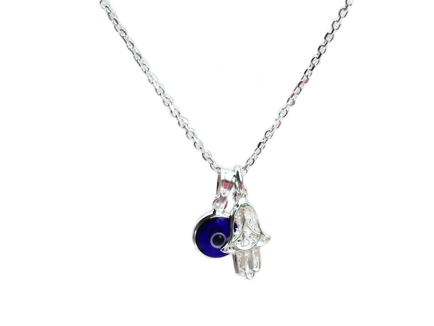 Evil Eye Hamsa Hand Necklace - Silver Necklace
