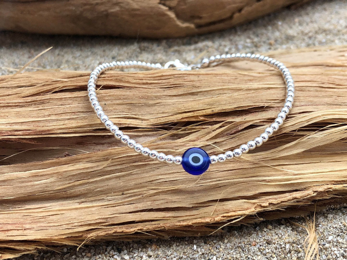 Bracelet oeil bleu en argent 925 - Bijou femme