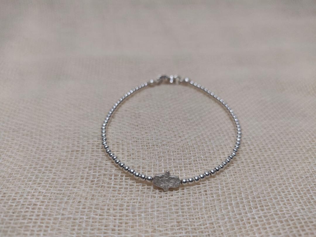 Dainty Hamsa Hand Bracelet - Sterling silver bracelet - Gift for her