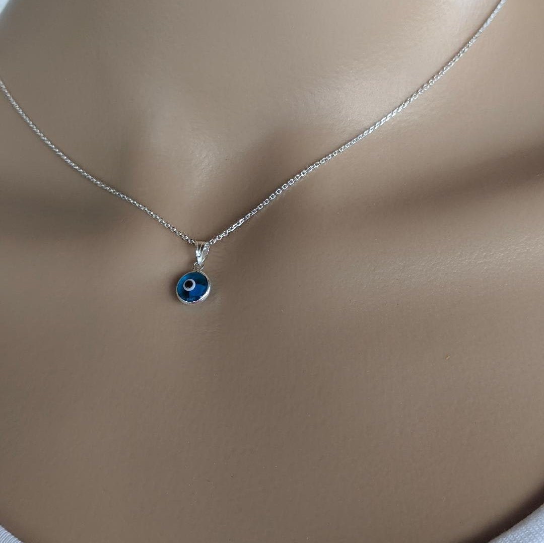 Collier Argent Oeil Bleu Couleurs au Choix