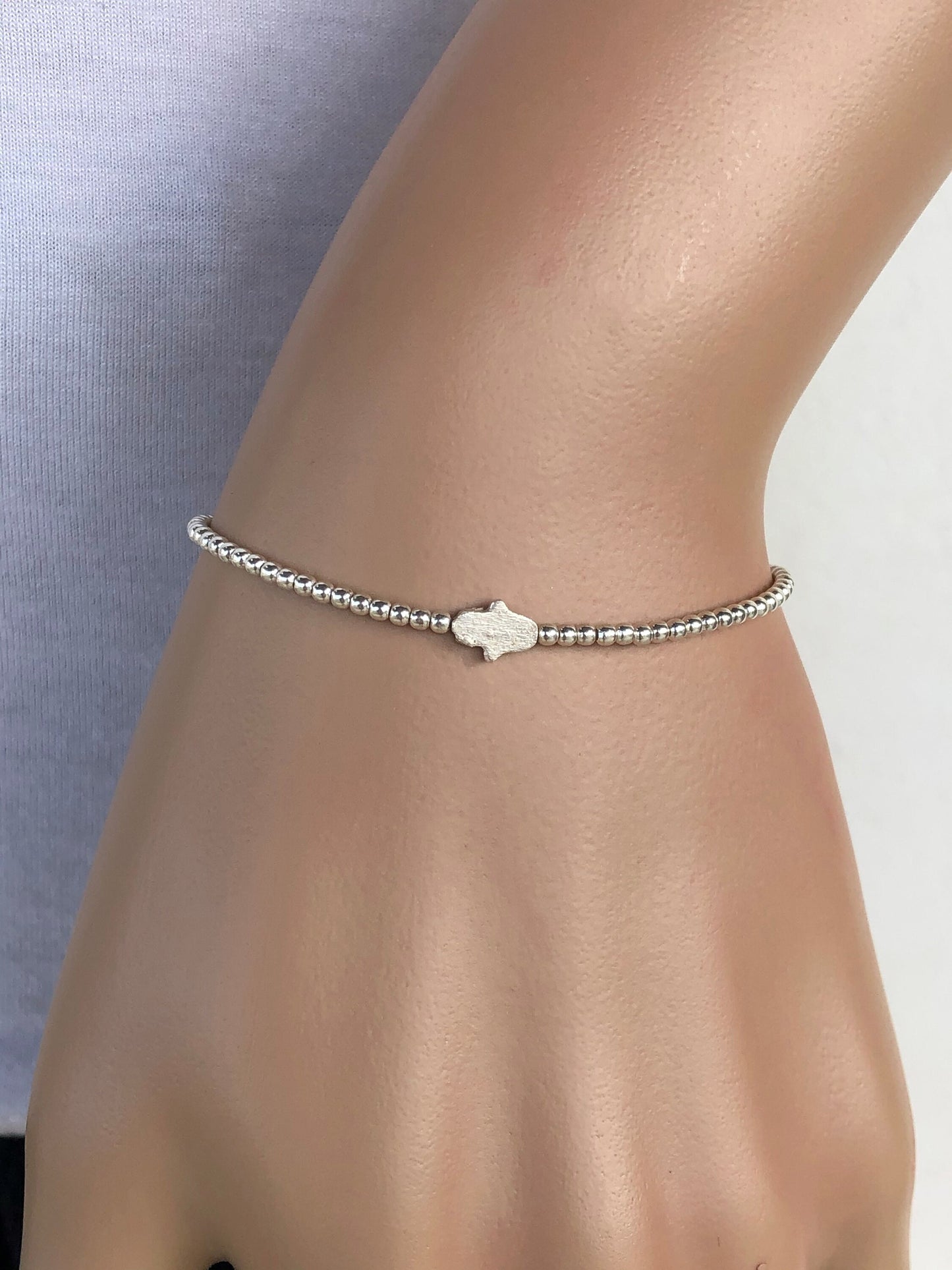 Dainty Hamsa Hand Bracelet - Sterling silver bracelet - Gift for her
