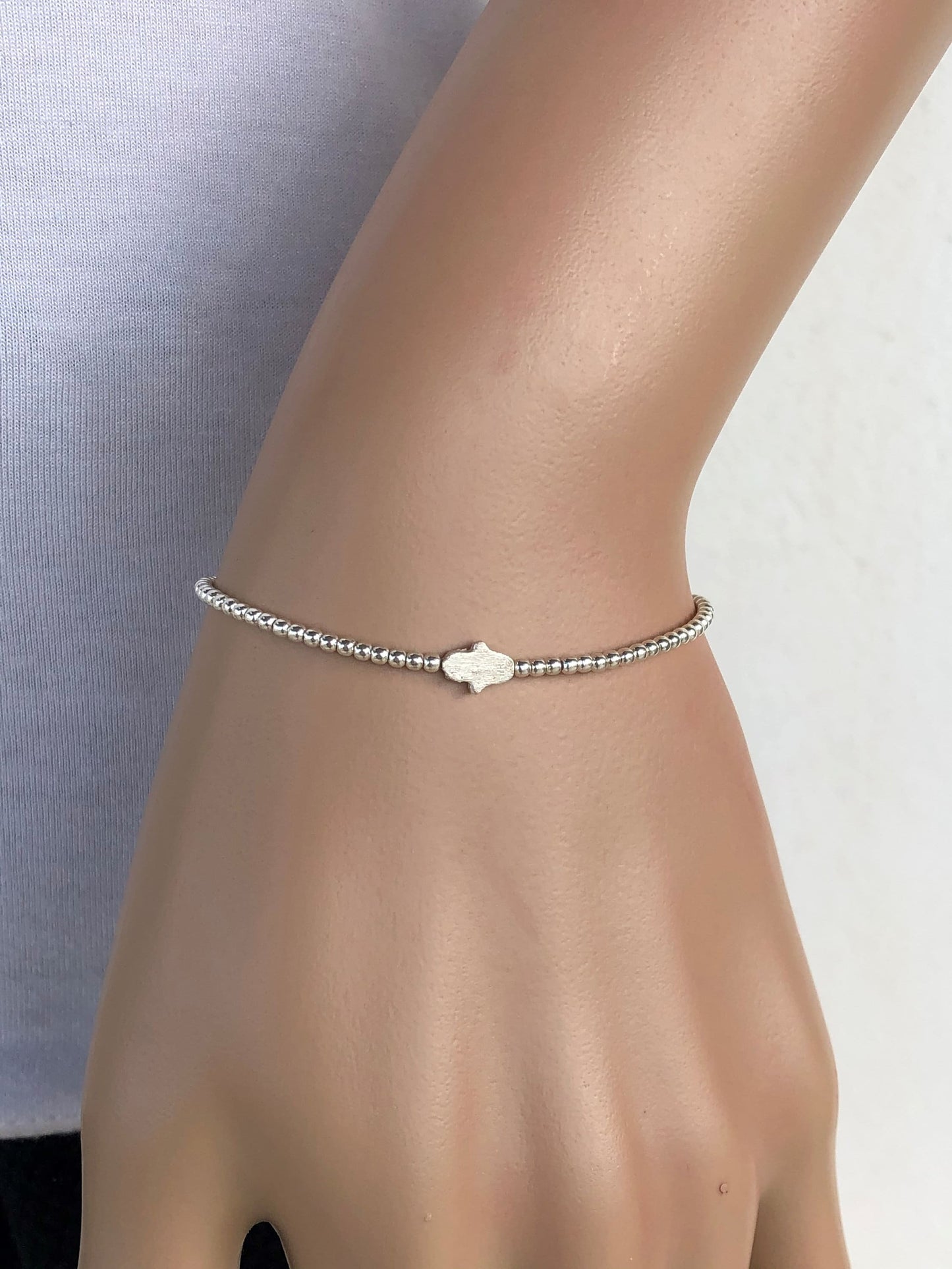Dainty Hamsa Hand Bracelet - Sterling silver bracelet - Gift for her