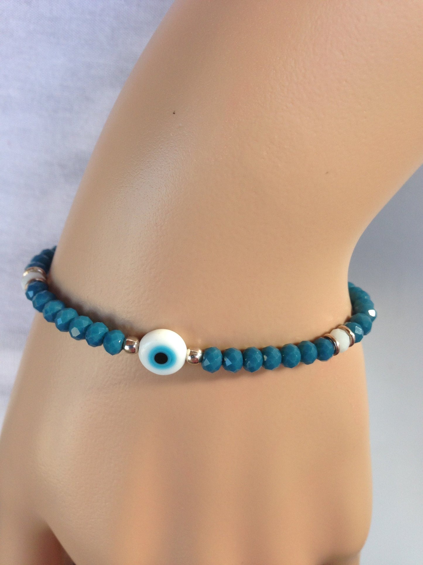 Bracelet Perles Oeil Bleu et Crystal - Bijou femme