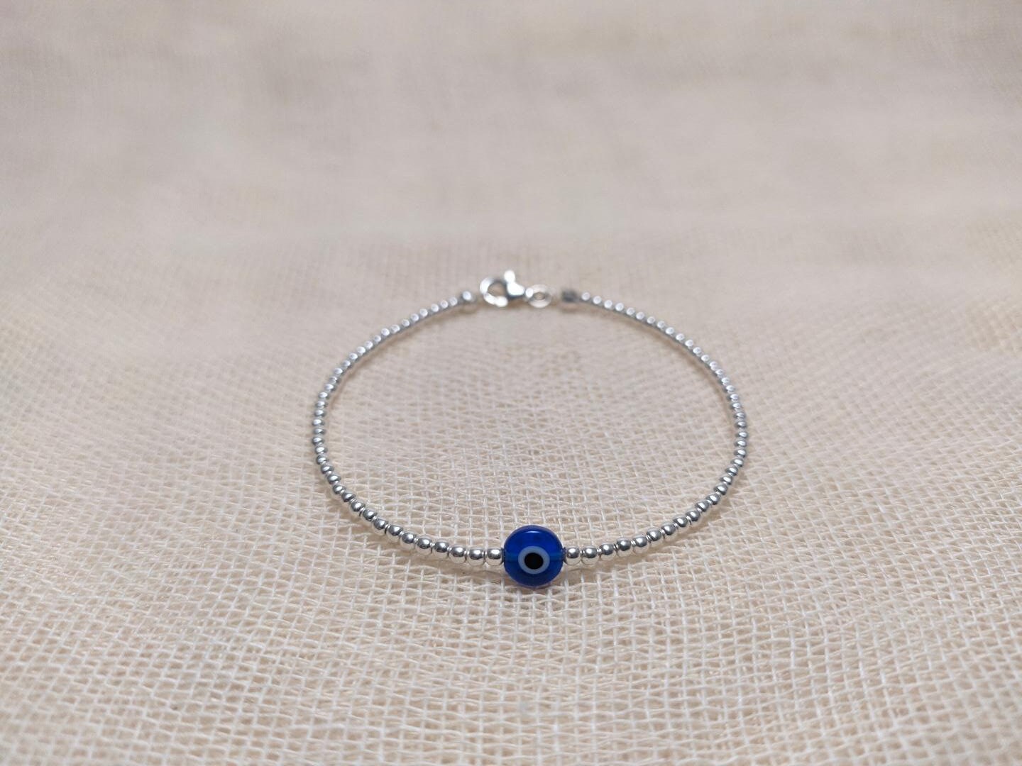 Bracelet oeil bleu en argent 925 - Bijou femme