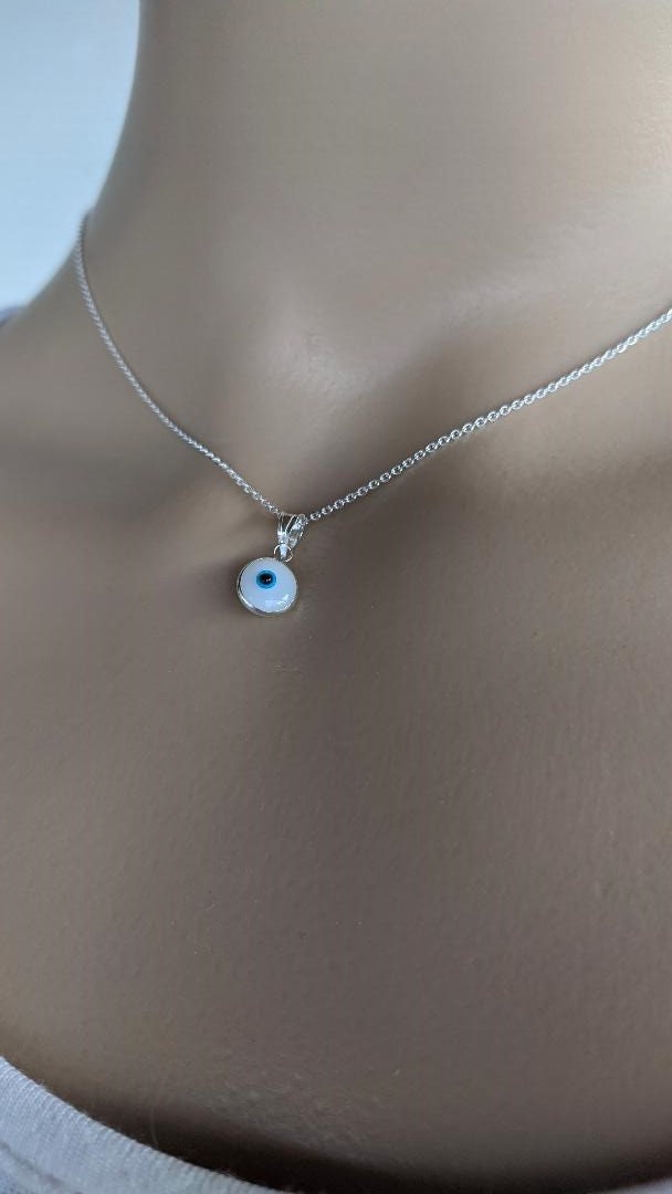 Collier Argent Oeil Bleu Couleurs au Choix