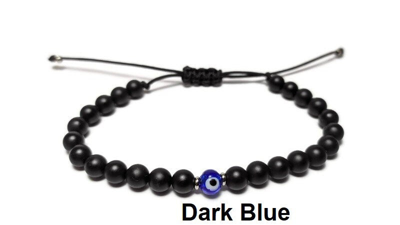 Bracelet Onyx Oeil Bleu Réglable - Cadeau pour elle ou pour lui