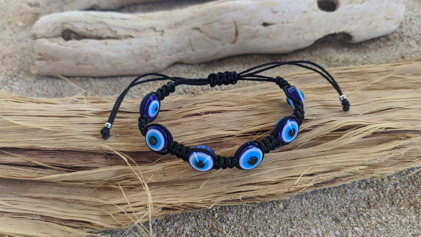 Bracelet Oeil Bleu Macramé - Cadeau pour Homme - Bijou Grec