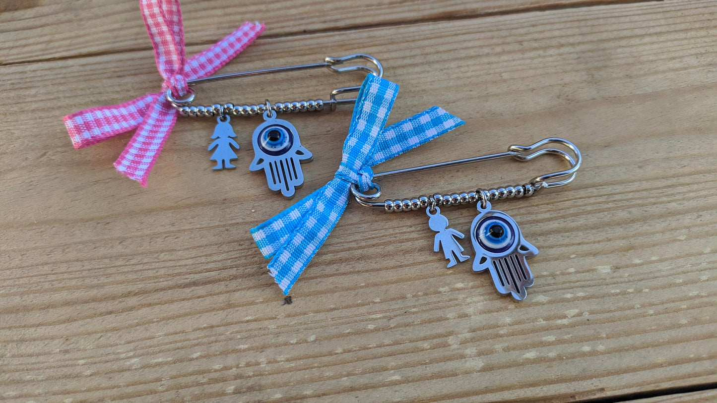 Broche Protection bébé Oeil Bleu - Cadeau bébé