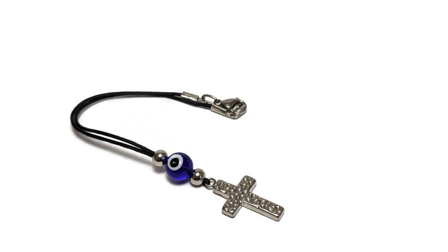 Evil Eye Cross Rear View Mirror - Car Mirror Charm