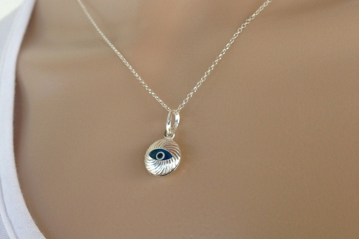 Collier Oeil Bleu En Argent