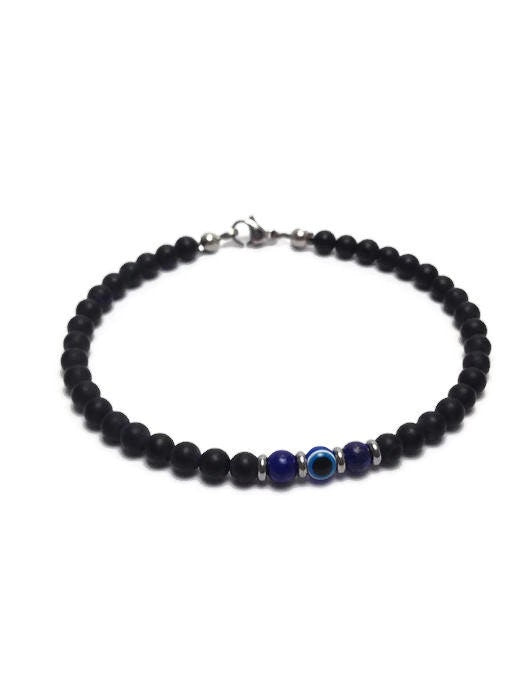 Evil Eye Onyx & Lapis Lazuli Bracelet - For Her or For Him