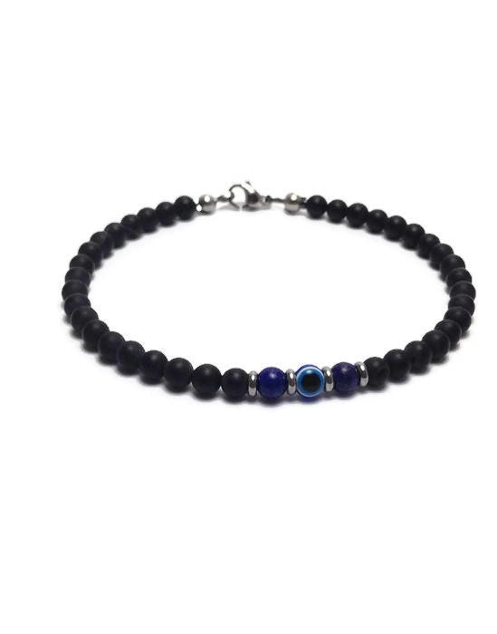 Evil Eye Onyx & Lapis Lazuli Bracelet - For Her or For Him