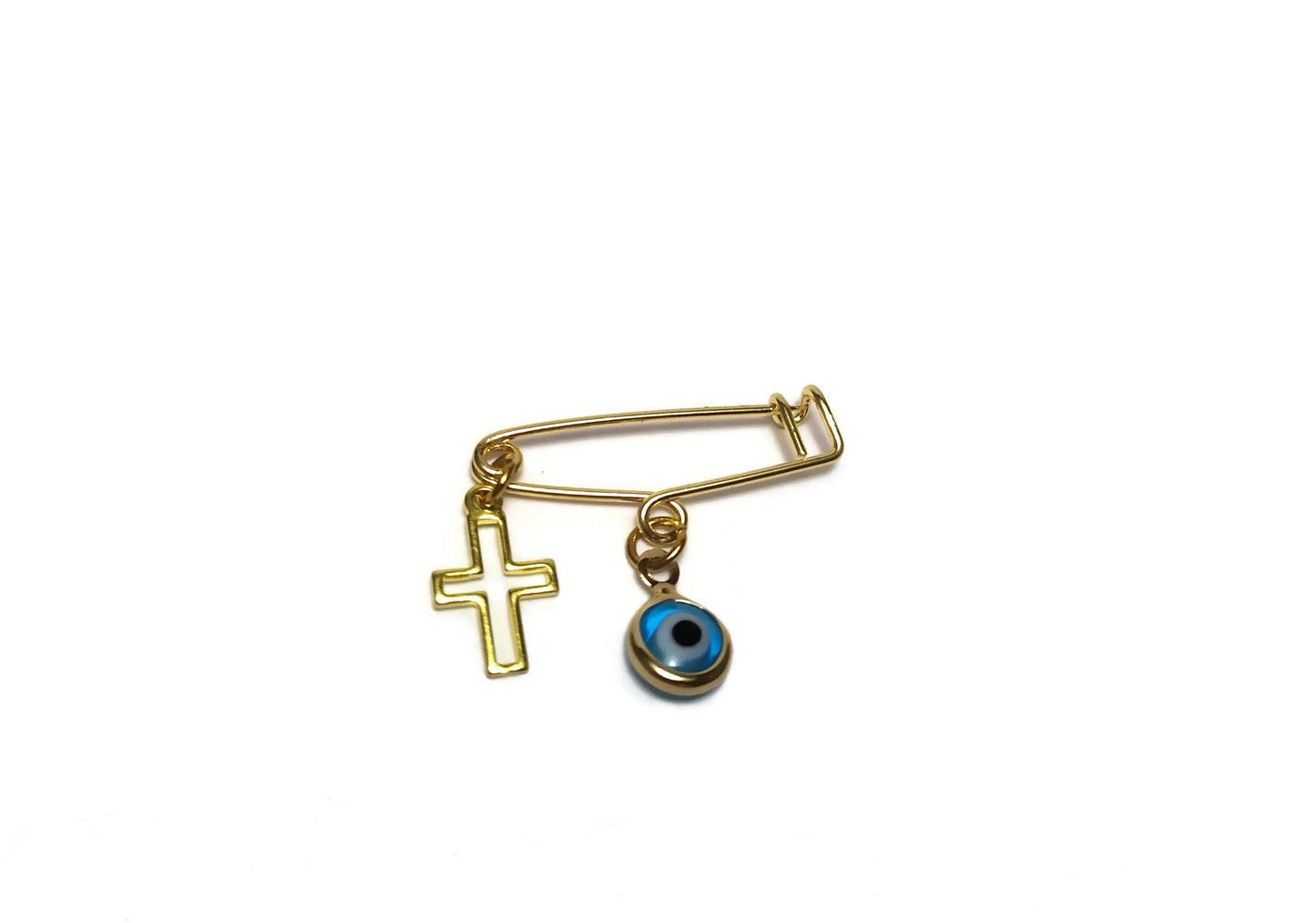Épingle à nourrice Croix et Oeil - Bijoux de Protection Bébé