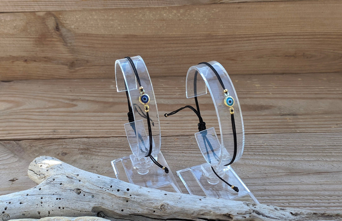 Bracelet Oeil Bleu Acier Doré | Bijoux de Protection Pour Elle