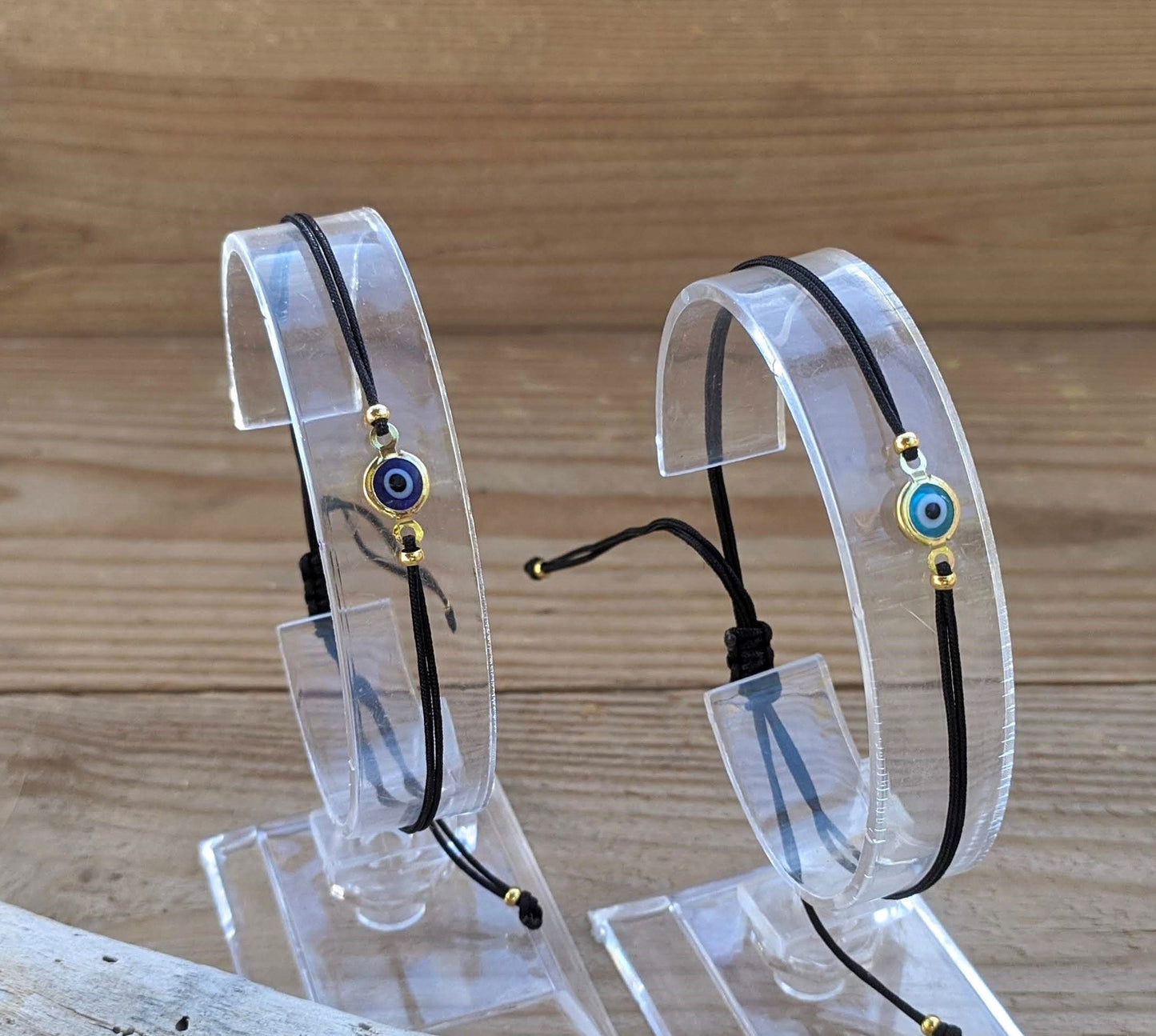 Bracelet Oeil Bleu Acier Doré | Bijoux de Protection Pour Elle