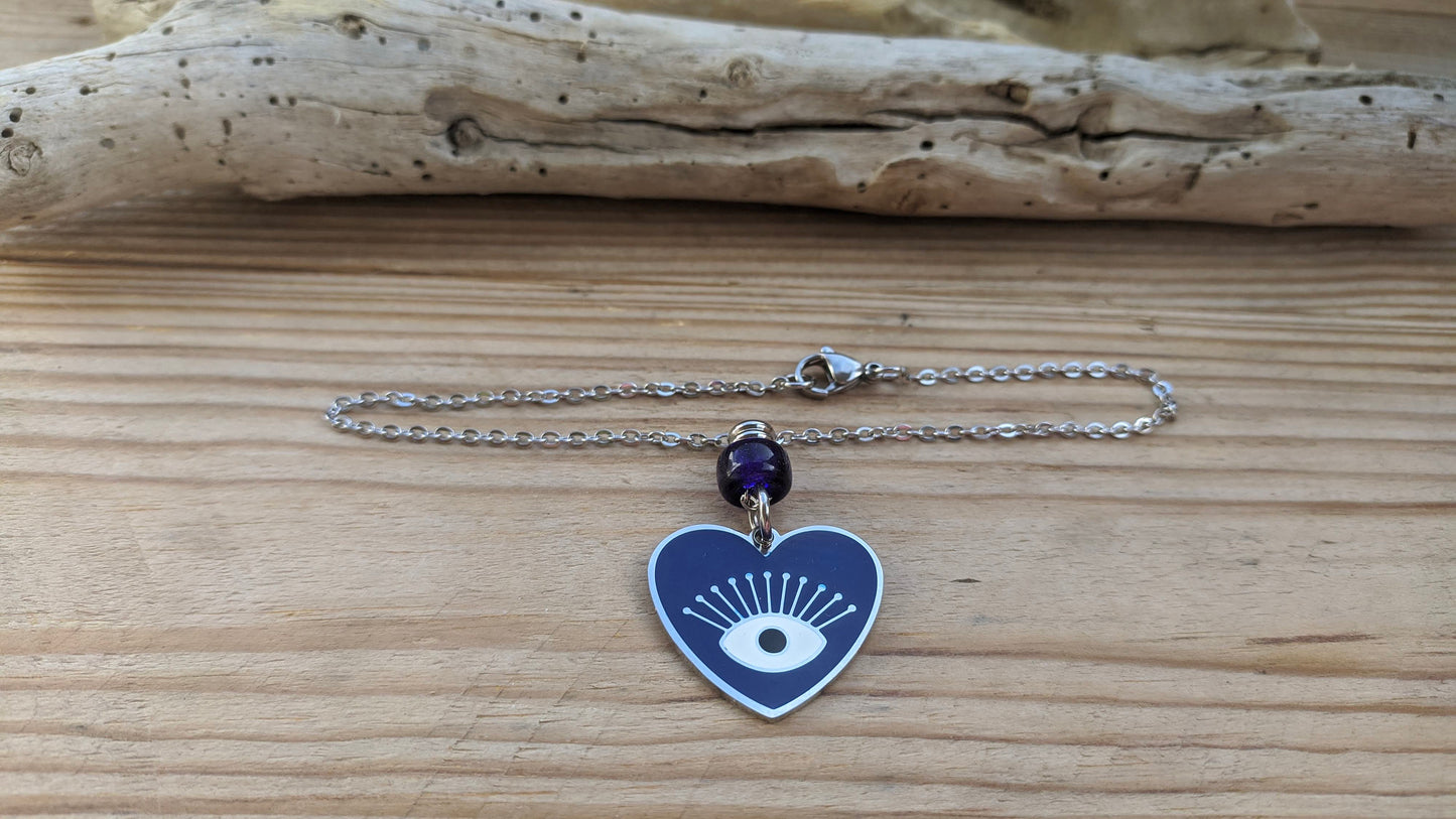 Bijou de Retroviseur Coeur Oeil Bleu