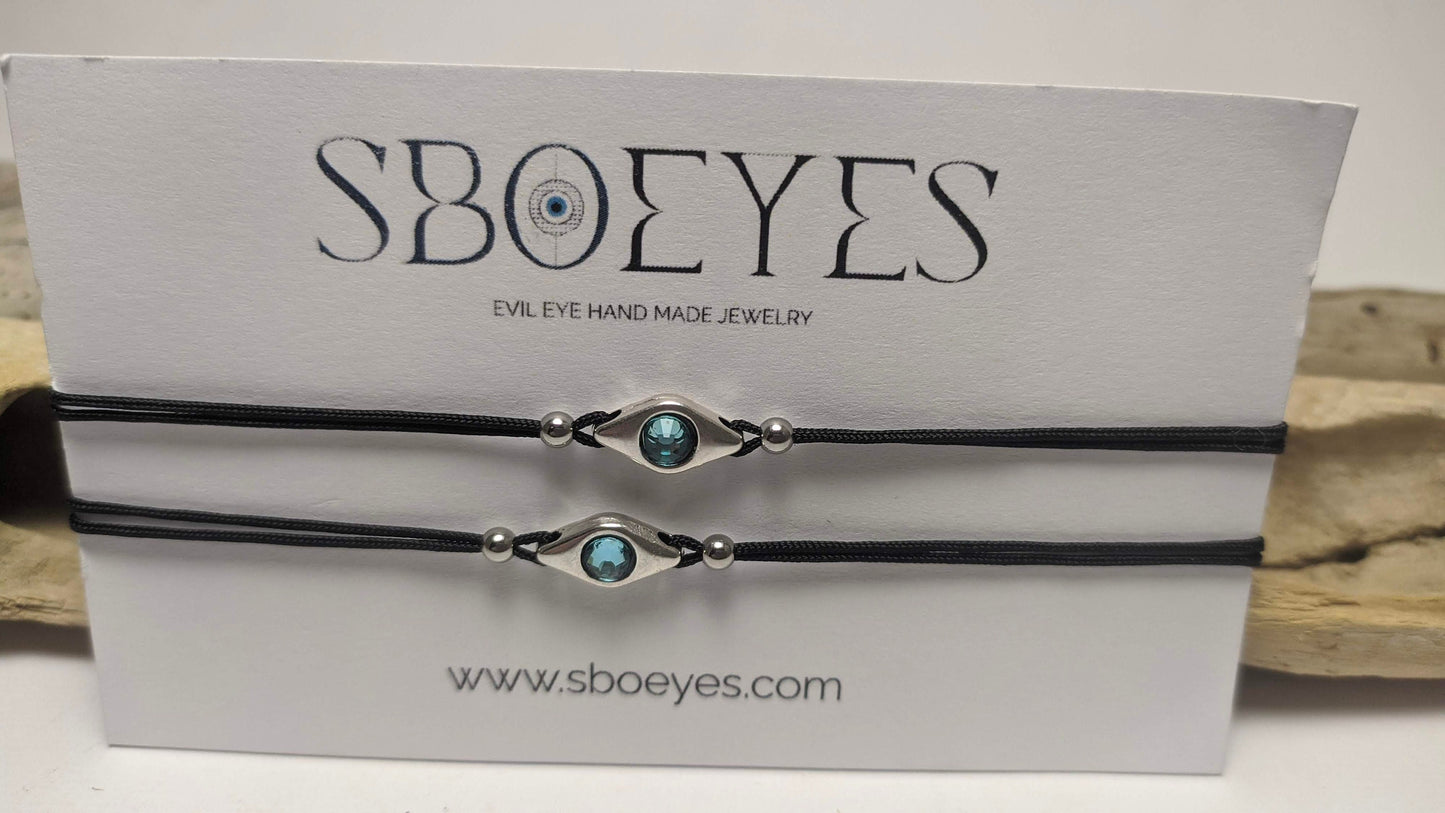Bracelet Oeil Bleu Réglable - Bracelet Porte Bonheur - Cadeau pour Elle