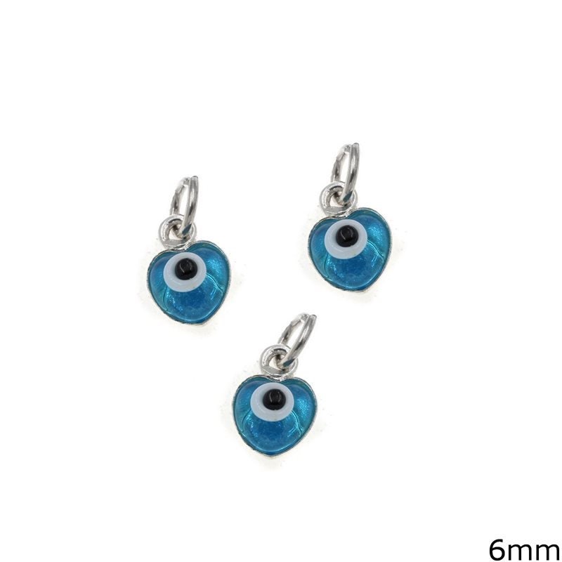 Collier Pendentif Coeur Oeil Bleu en Argent 925