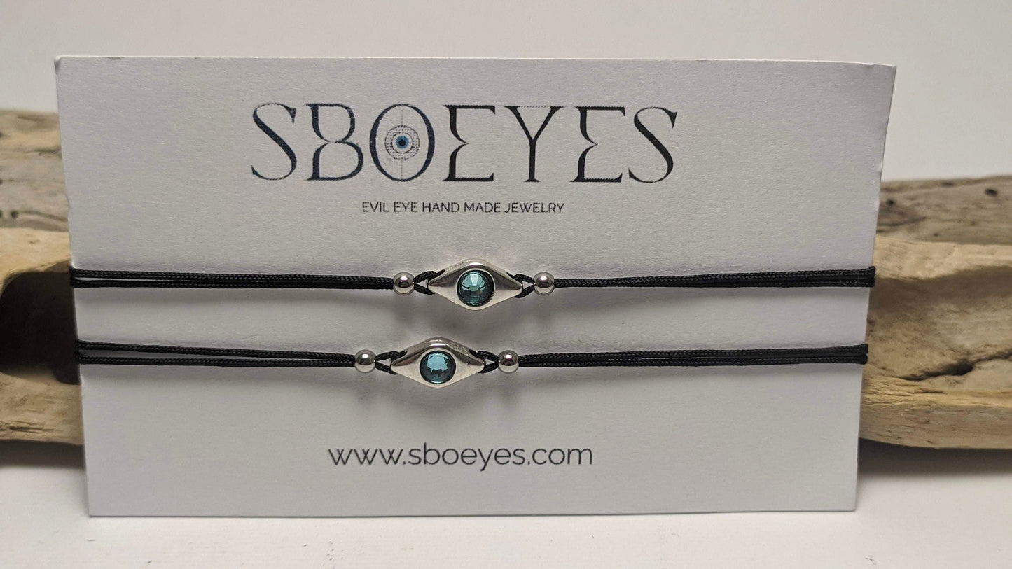 Bracelet Oeil Bleu Réglable - Bracelet Porte Bonheur - Cadeau pour Elle