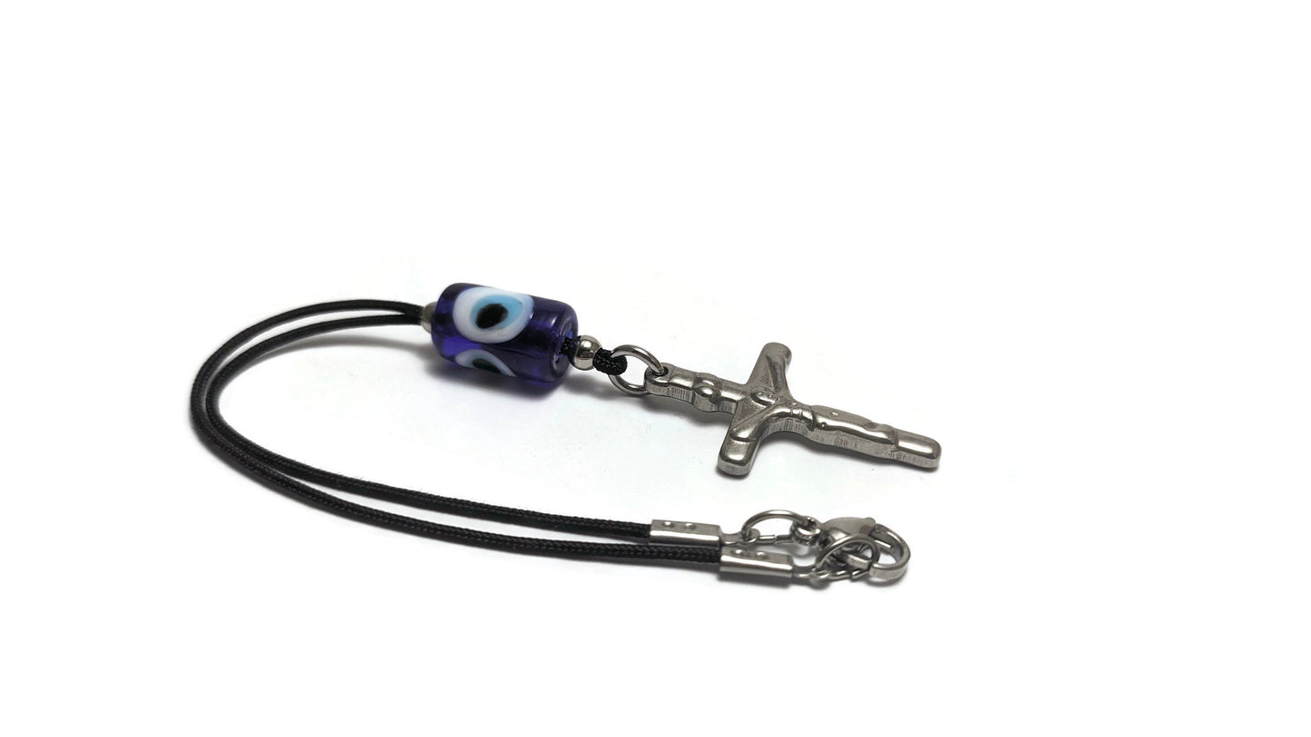 Evil eye cross car mirror charm - Car accessories